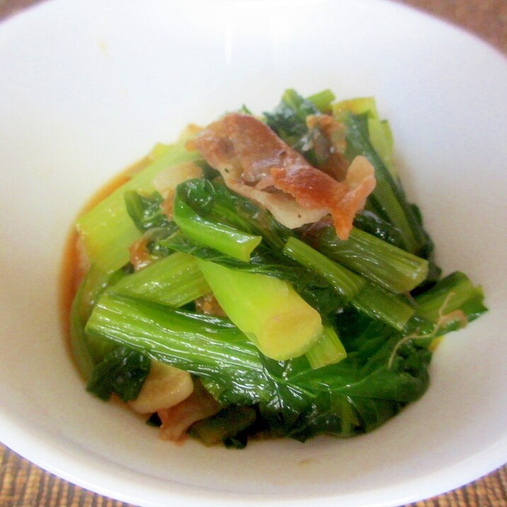 豚バラと小松菜のにんにく炒め煮